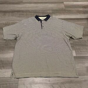 Cutter & Buck Striped Golf Shirt with Navy Collar Size XL